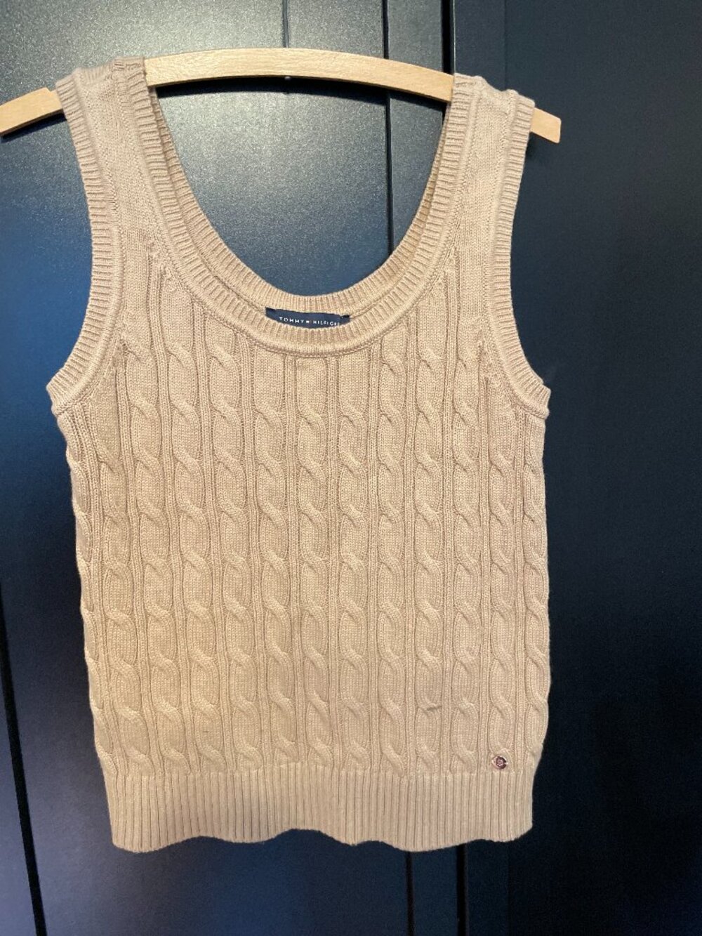 Tommy Hilfiger Women's Cotton Cable-Knit Tank Top / Vest in Sand - Picture 1 of 5